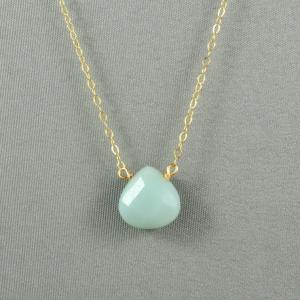 Beautiful Amazonite Heart Necklace, Natural Stone..