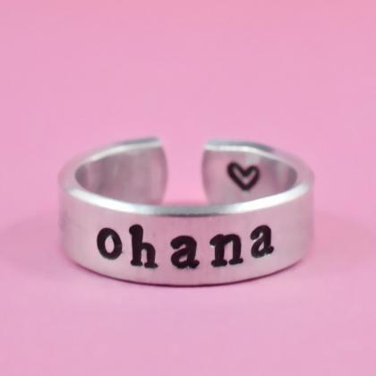 Ohana - Hand Stamped Pure Aluminum Ring, Shiny..