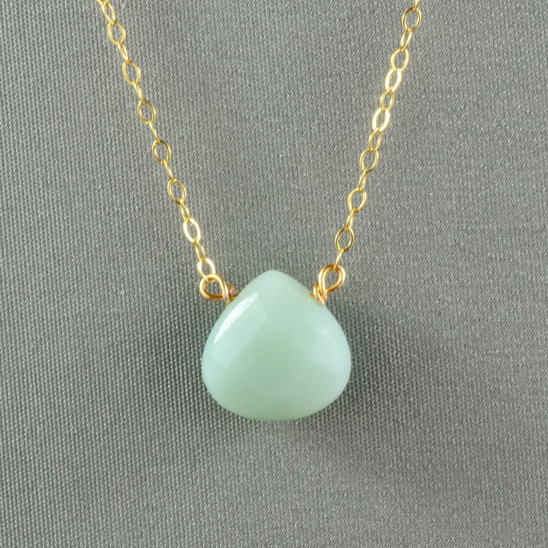 Beautiful Amazonite Heart Necklace, Natural Stone Bead, 14k Gold Filled Chain, Also In Sterling Silver